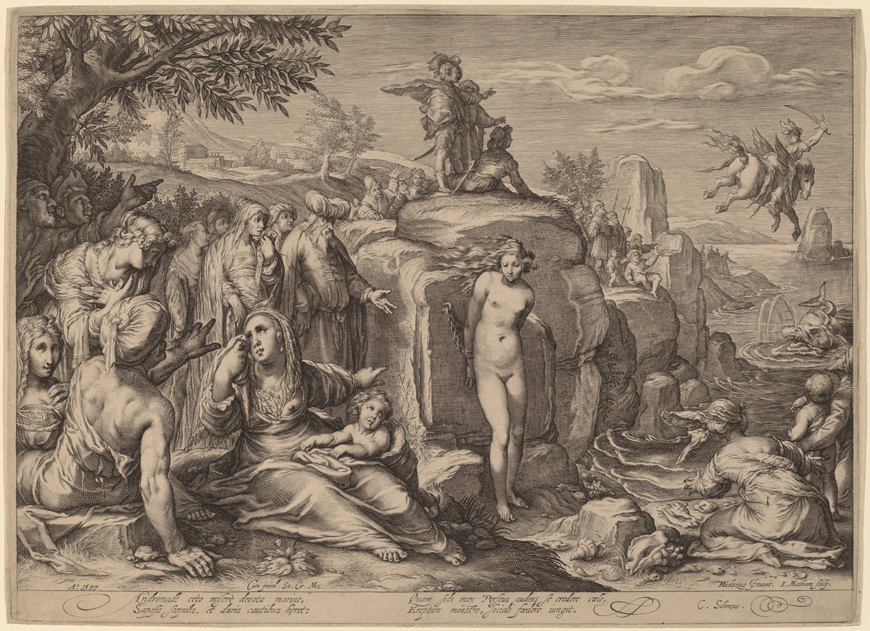 Perseusz i Andromeda autorstwa Jacob Matham after Hendrik Goltzius