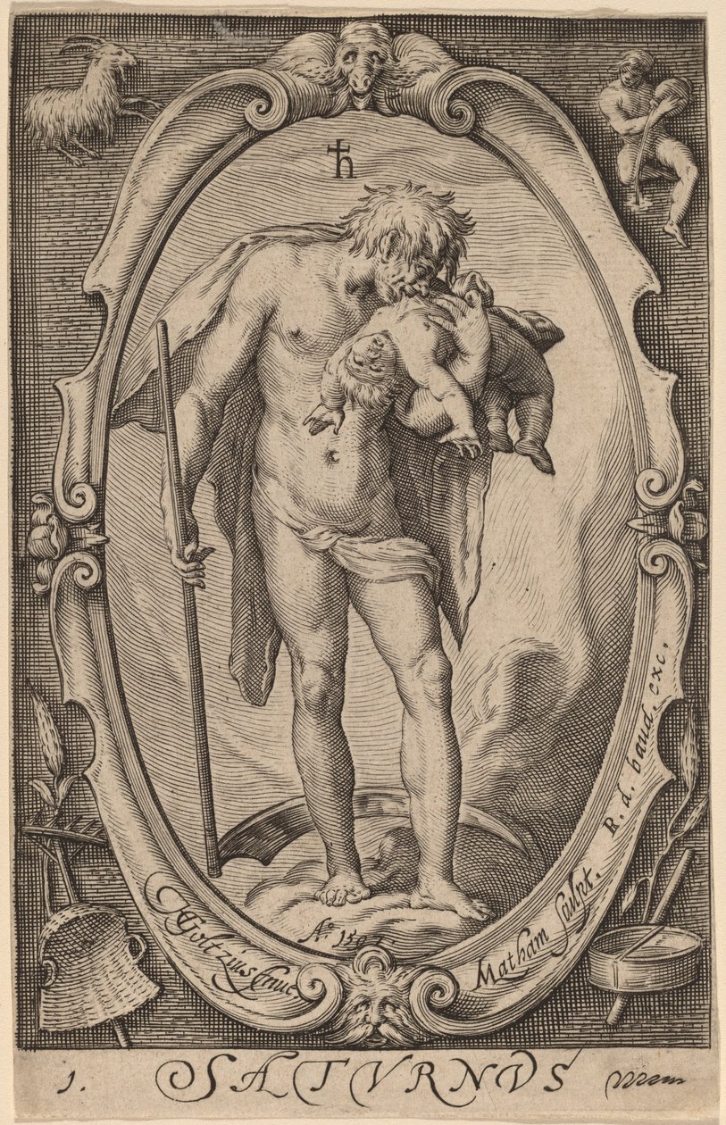 Saturn autorstwa Jacob Matham after Hendrik Goltzius