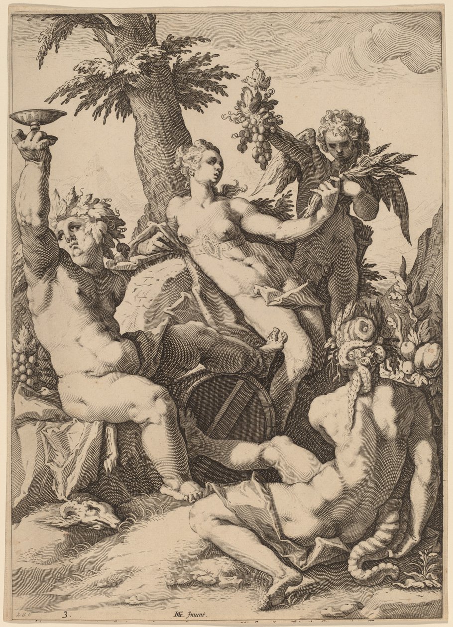 Wenus, Bachus i Ceres autorstwa Jacob Matham after Hendrik Goltzius
