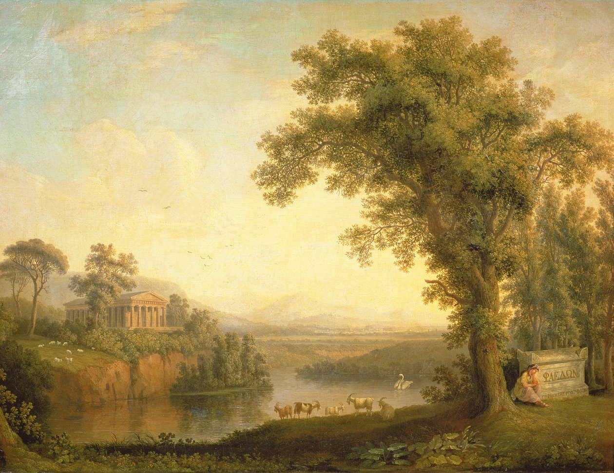 Antyczny pejzaż z grobowcem Faetona, 1785 autorstwa Jacob Philippe Hackert