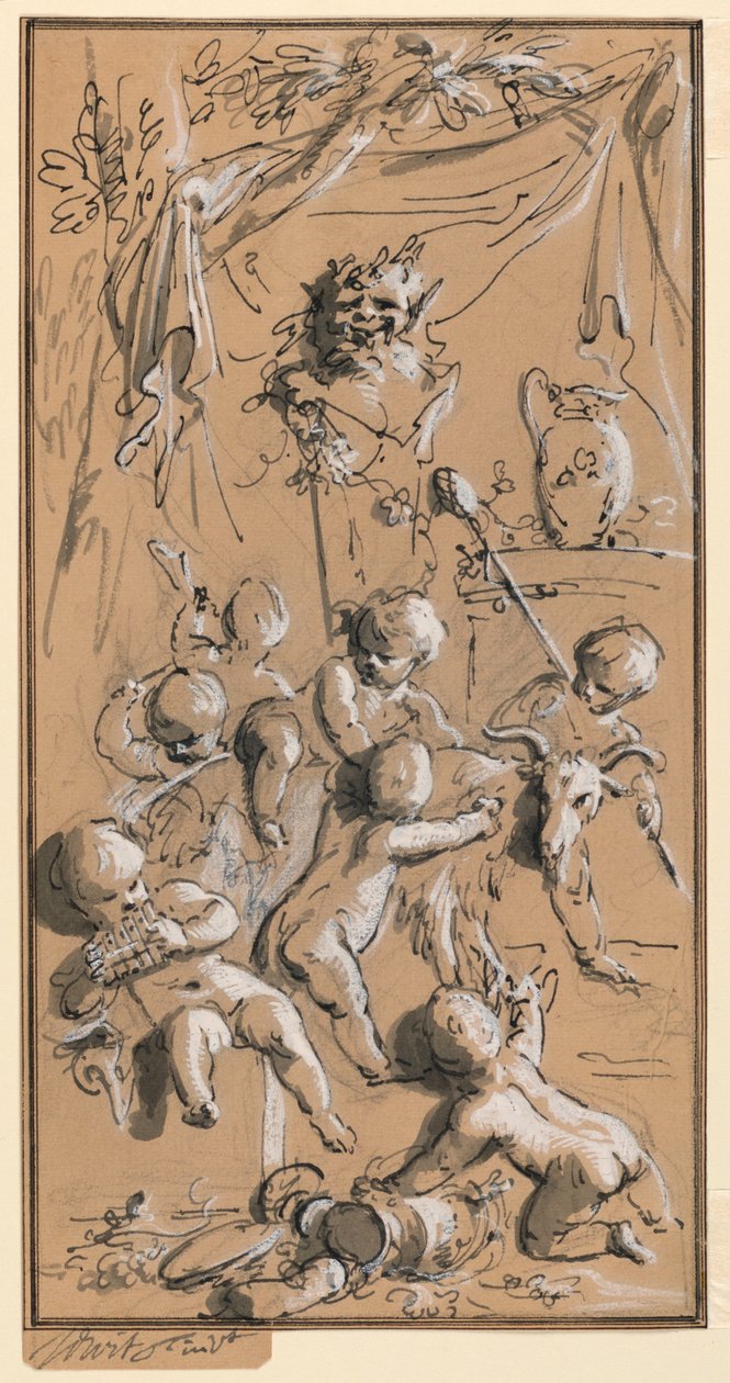 Putti bawiące się przed hermą autorstwa Jacob de Wit