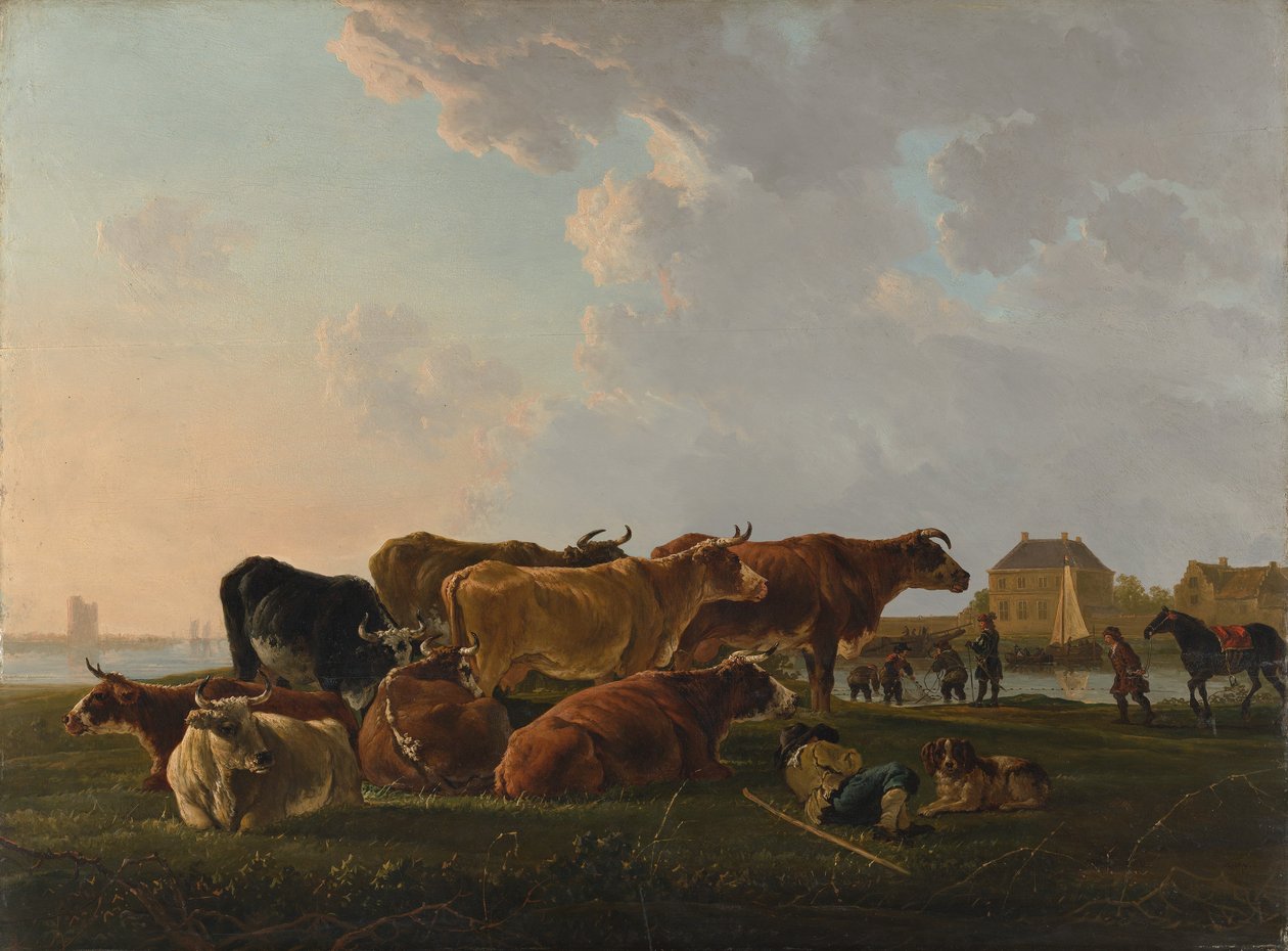 Pejzaż z bydłem, prawdopodobnie ca. 1800. autorstwa Jacob van Strij
