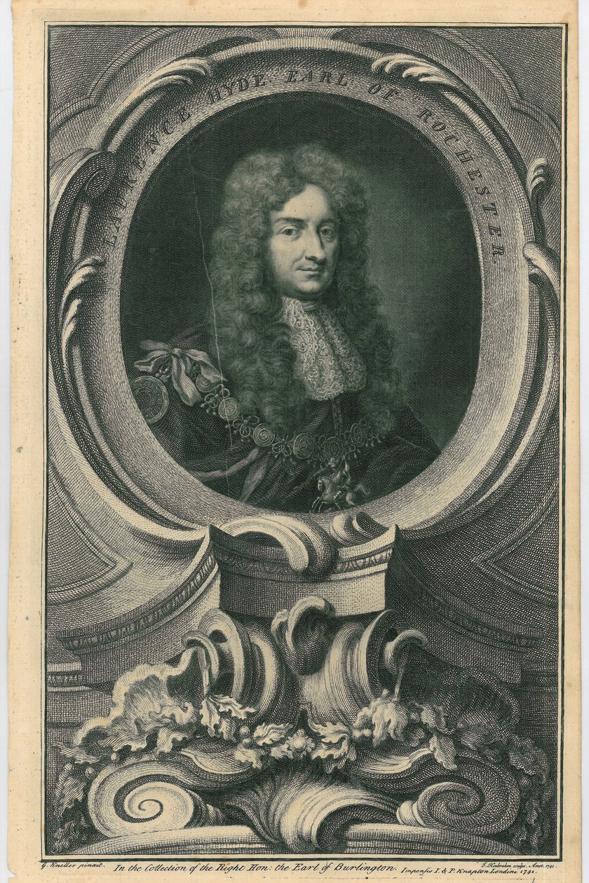 Laurence Hyde, hrabia Rochester, 1741 r. autorstwa Jacobus Houbracken