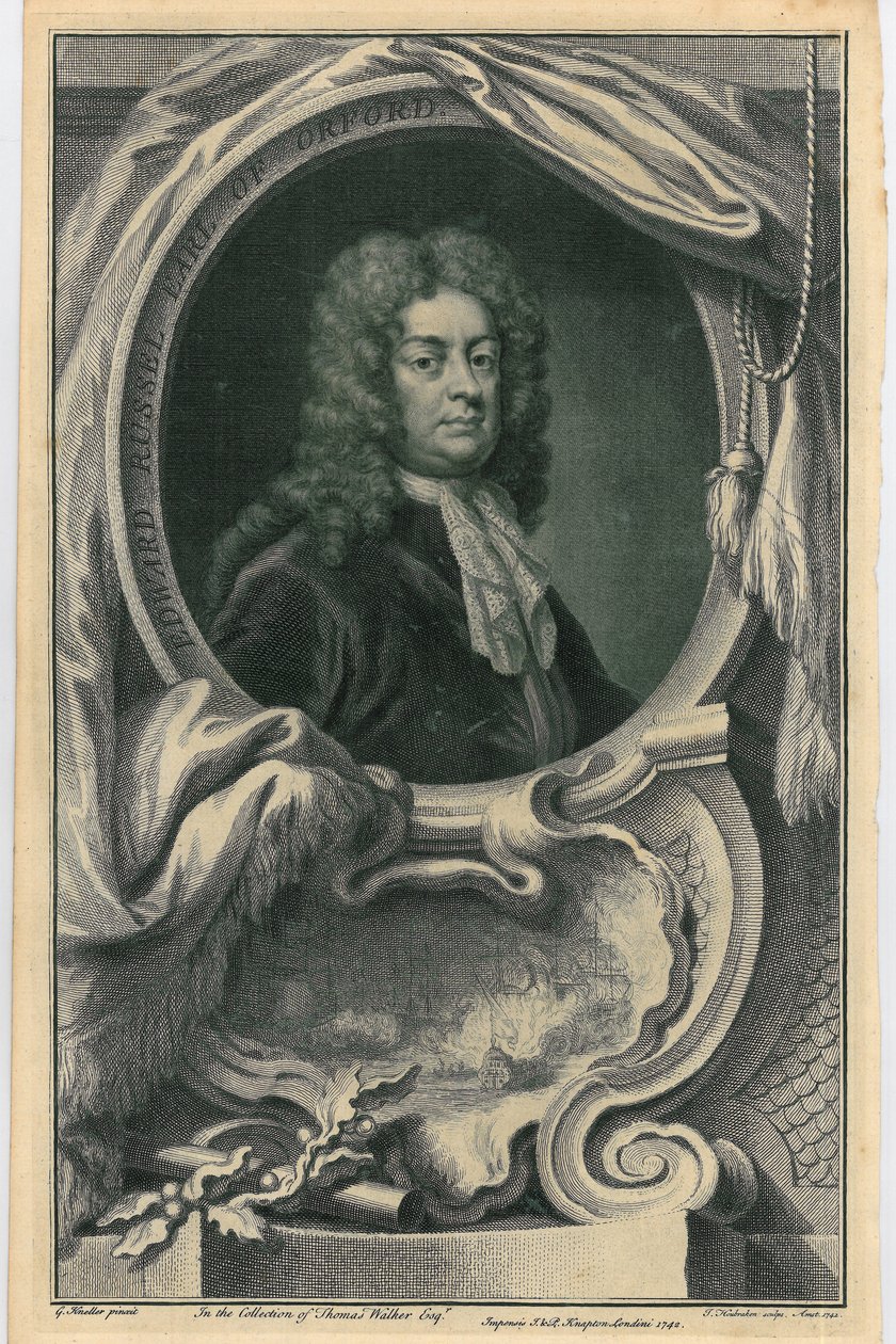 Edward Russell, hrabia Orford, ok. 1742 r. autorstwa Jacobus Houbraken