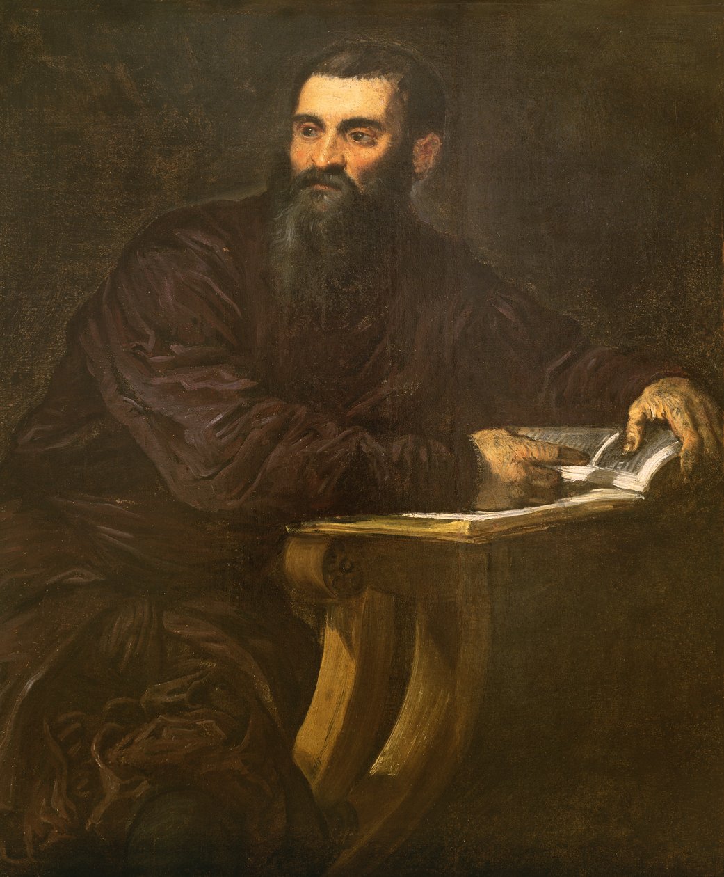 Portret brodatego mężczyzny z książką autorstwa Jacopo Robusti Tintoretto