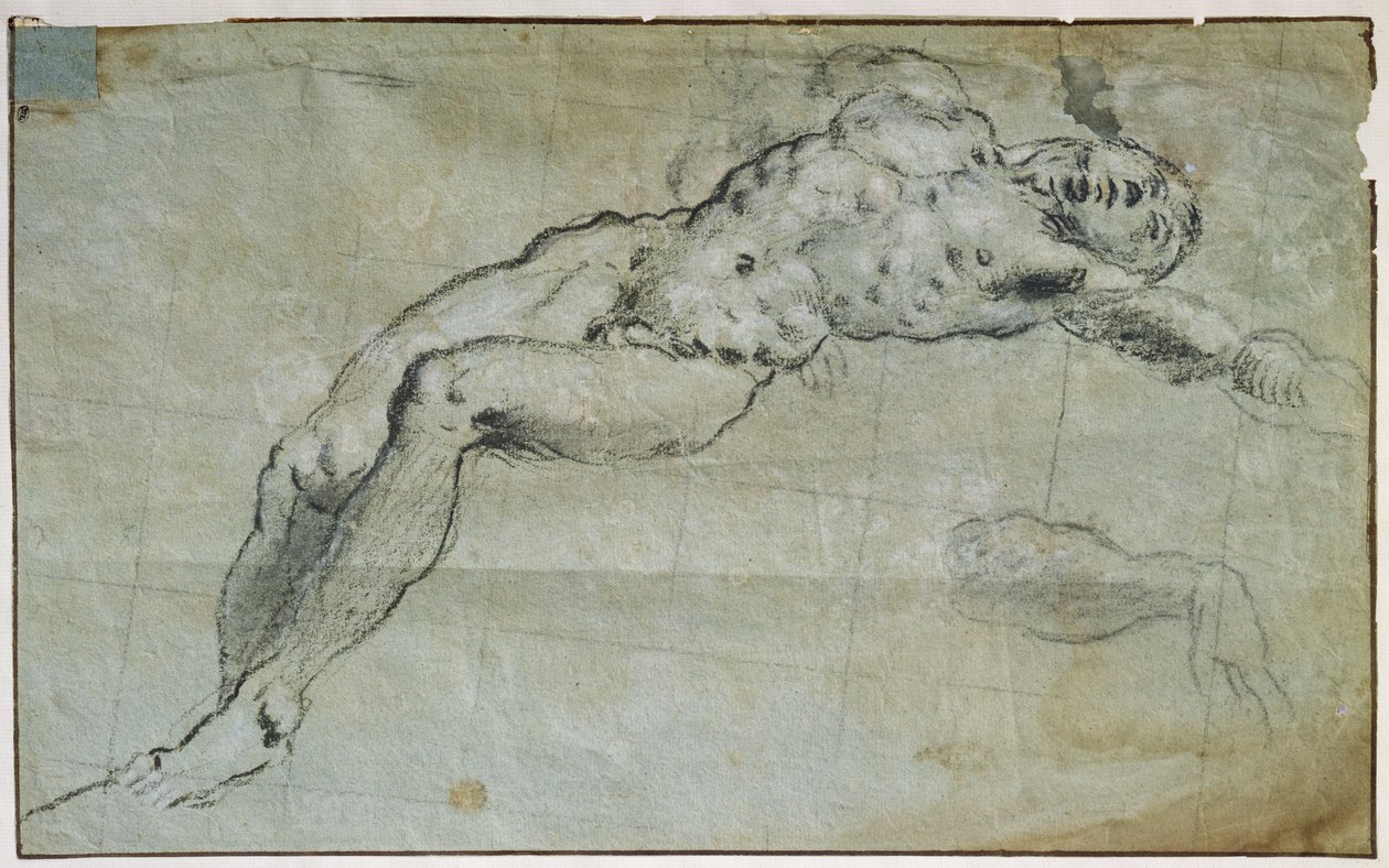 Studium do ciała św. Jerzego (węgiel na papierze) autorstwa Jacopo Robusti Tintoretto