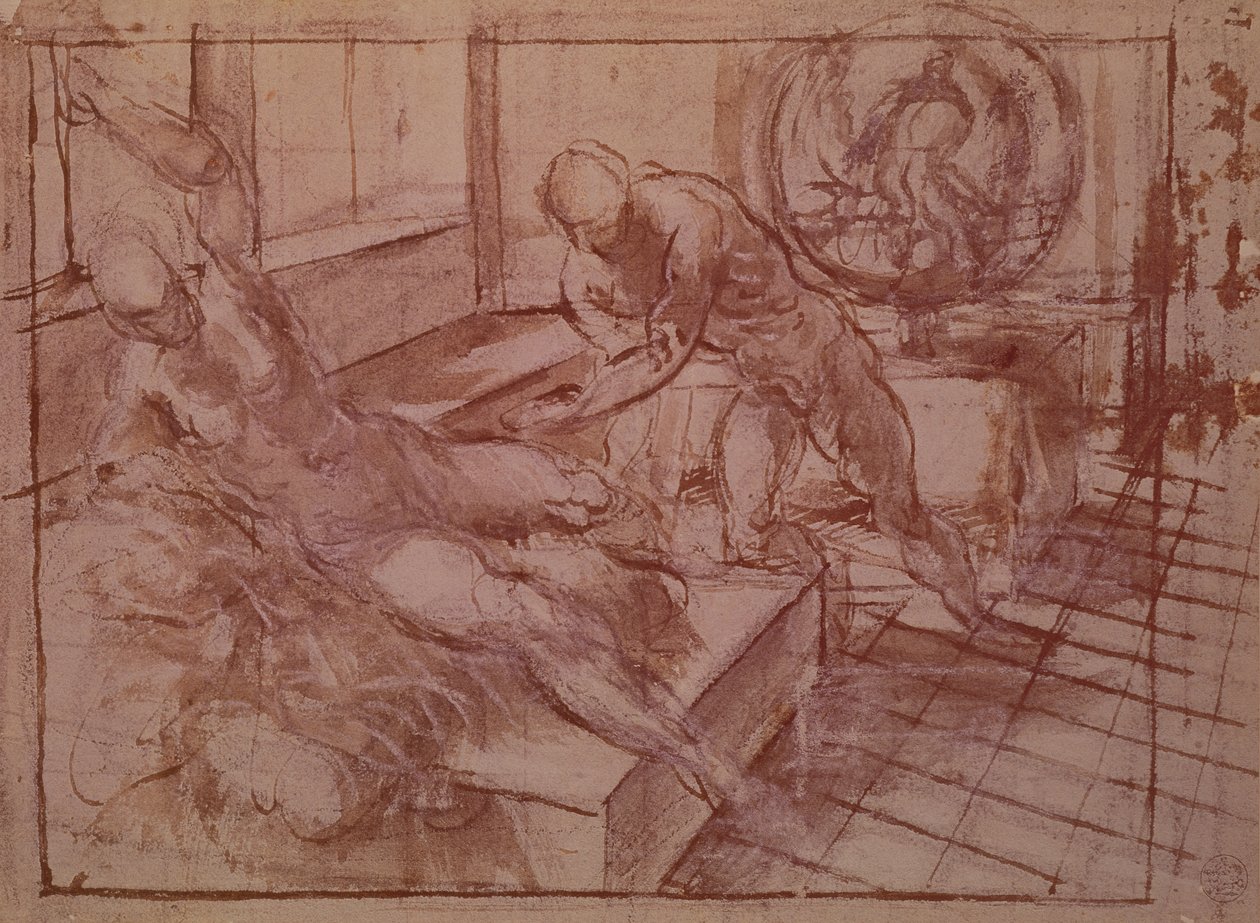 Vulcan i Venus (pióro i atrament) autorstwa Jacopo Robusti Tintoretto