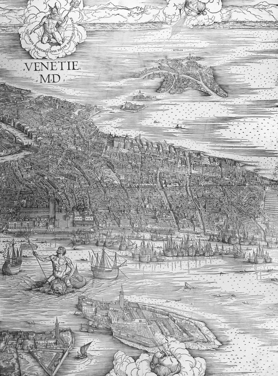 Duży plan perspektywiczny - Wenecja, ok. 1500 (część środkowa) autorstwa Jacopo de Barbari