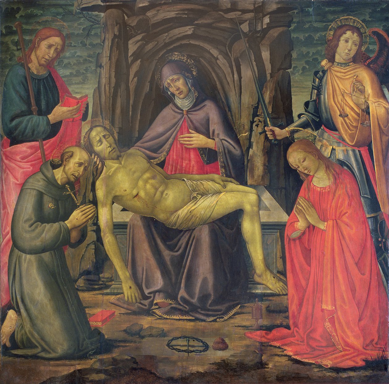 Pieta i święci autorstwa Jacopo del Sellaio