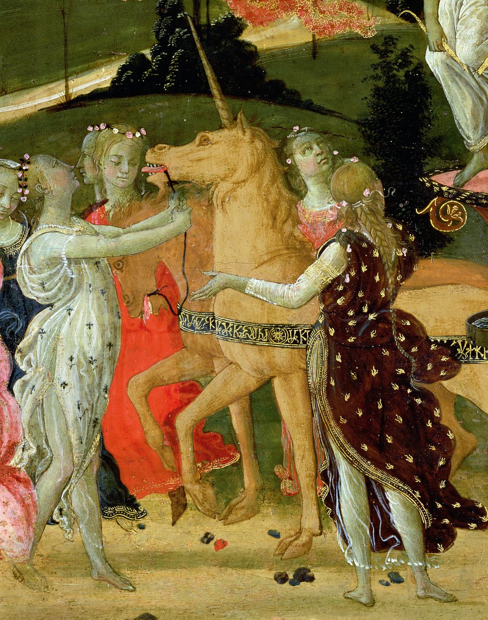 Triumf czystości, inspirowany „Triumfami” Petrarki (1304-74) (szczegóły 194158) autorstwa Jacopo del Sellaio