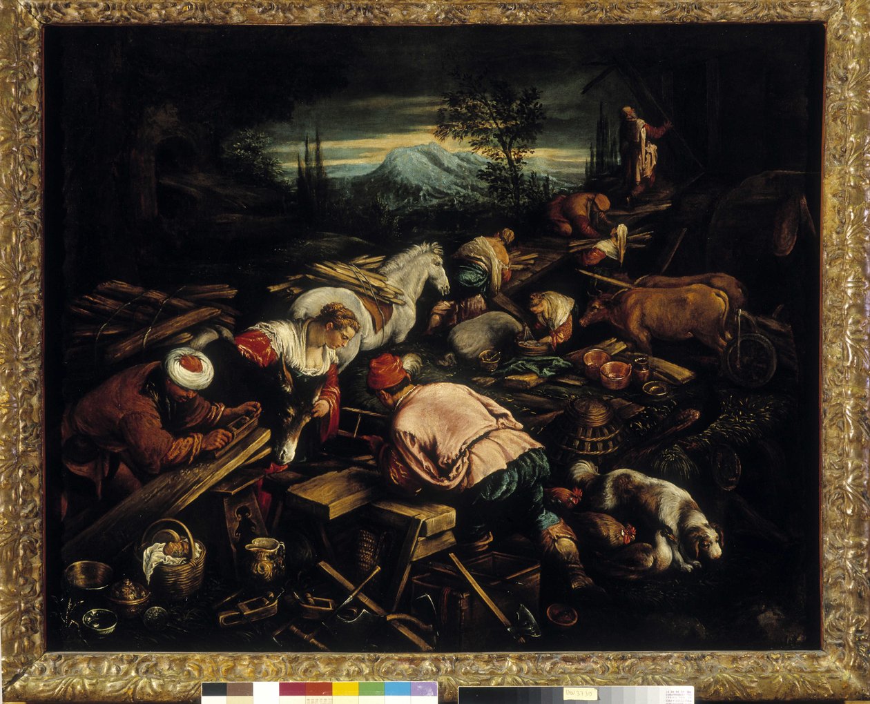 Budowa Arki Noego autorstwa Jacopo Bassano