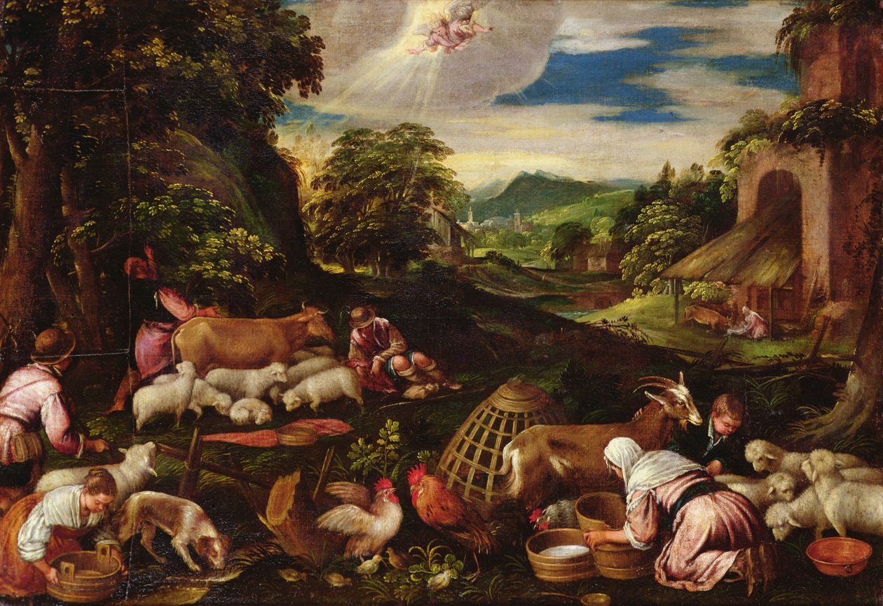 Zwiastowanie pasterzom autorstwa Jacopo Bassano