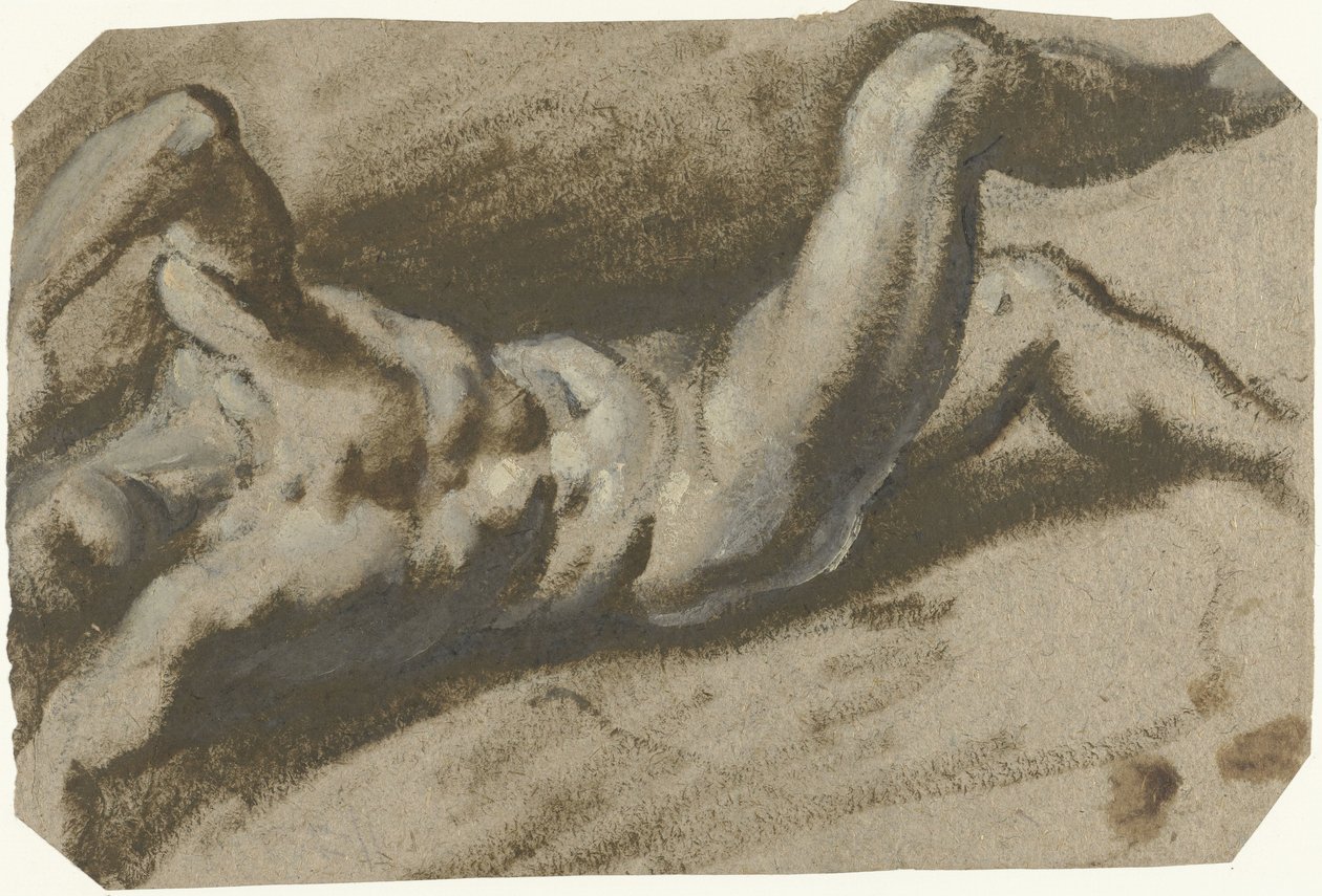 Leżący nagi młody mężczyzna autorstwa Jacopo Palma (il Giovane) (attributed to)