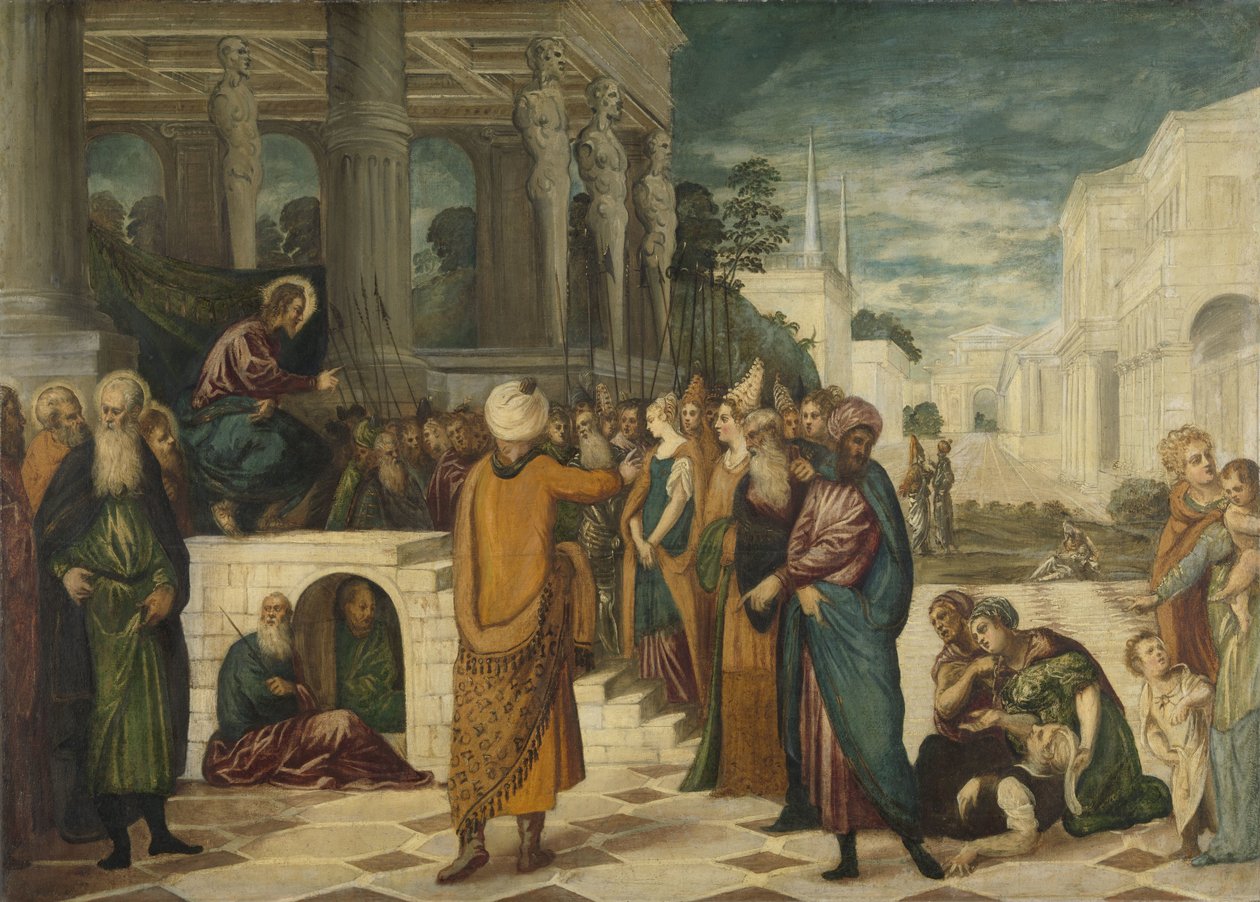Chrystus z cudzołożną kobietą autorstwa Jacopo Tintoretto