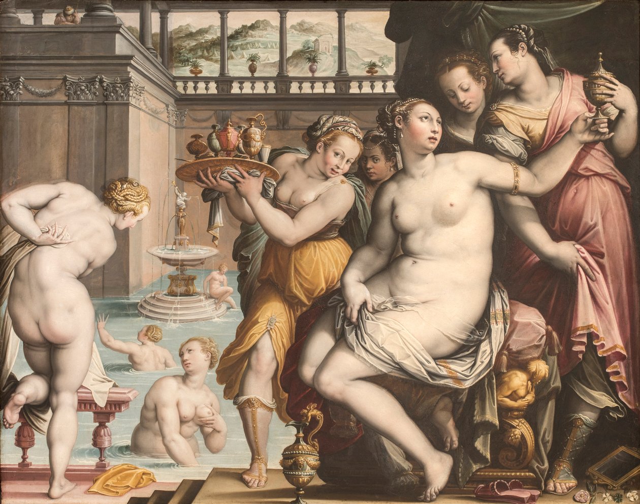 Batszeba w swojej łaźni, 1573-1574. autorstwa Jacopo Zucchi
