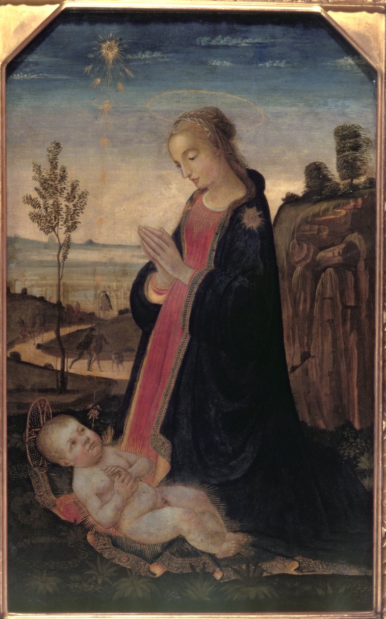 Madonna z Dzieciątkiem w krajobrazie autorstwa Jacopo del Sellaio