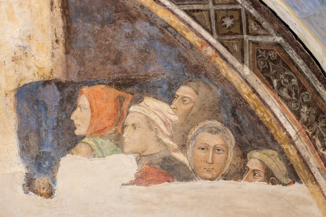 Pięć niezidentyfikowanych postaci (fresk) autorstwa Jacopo di Cione