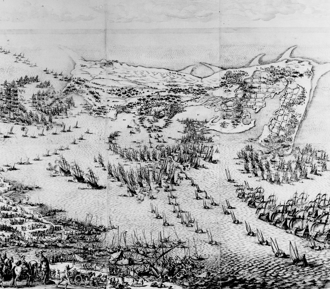 Oblężenie Cytadeli Saint-Martin-de-Re w 1627, 1628-31 autorstwa Jacques Callot