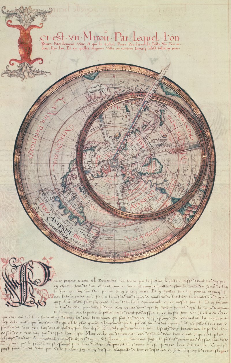 Ms Fr 150 fol.25v Mirror, z „Les Premieres Oeuvres de Jacques Devaulx Pilote en la Marine”, 1583 autorstwa Jacques Devaulx