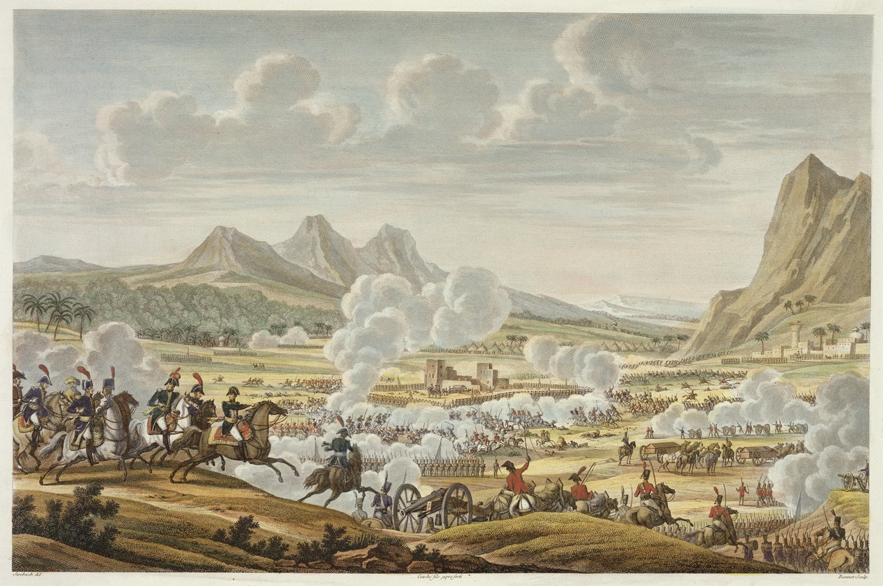 Bitwa pod Górą Tabor, 27 Ventose, rok 7 (17 lutego 1799) grawerowana przez Louisa Francois Couche (1782-1849) (akwatinta) autorstwa Jacques Francois Joseph Swebach