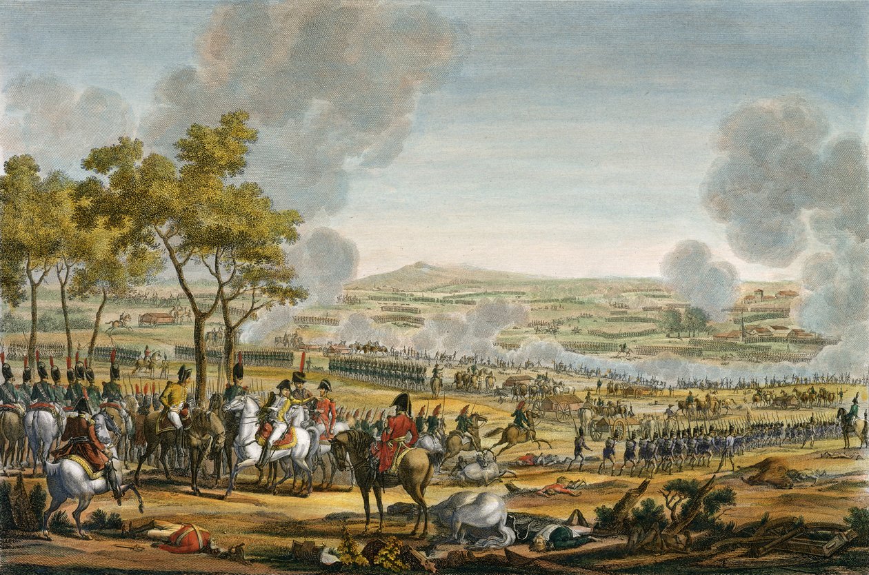 Bitwa pod Wagram, 7 lipca 1809, akwatinta wykonana przez Louisa Francois Mariage