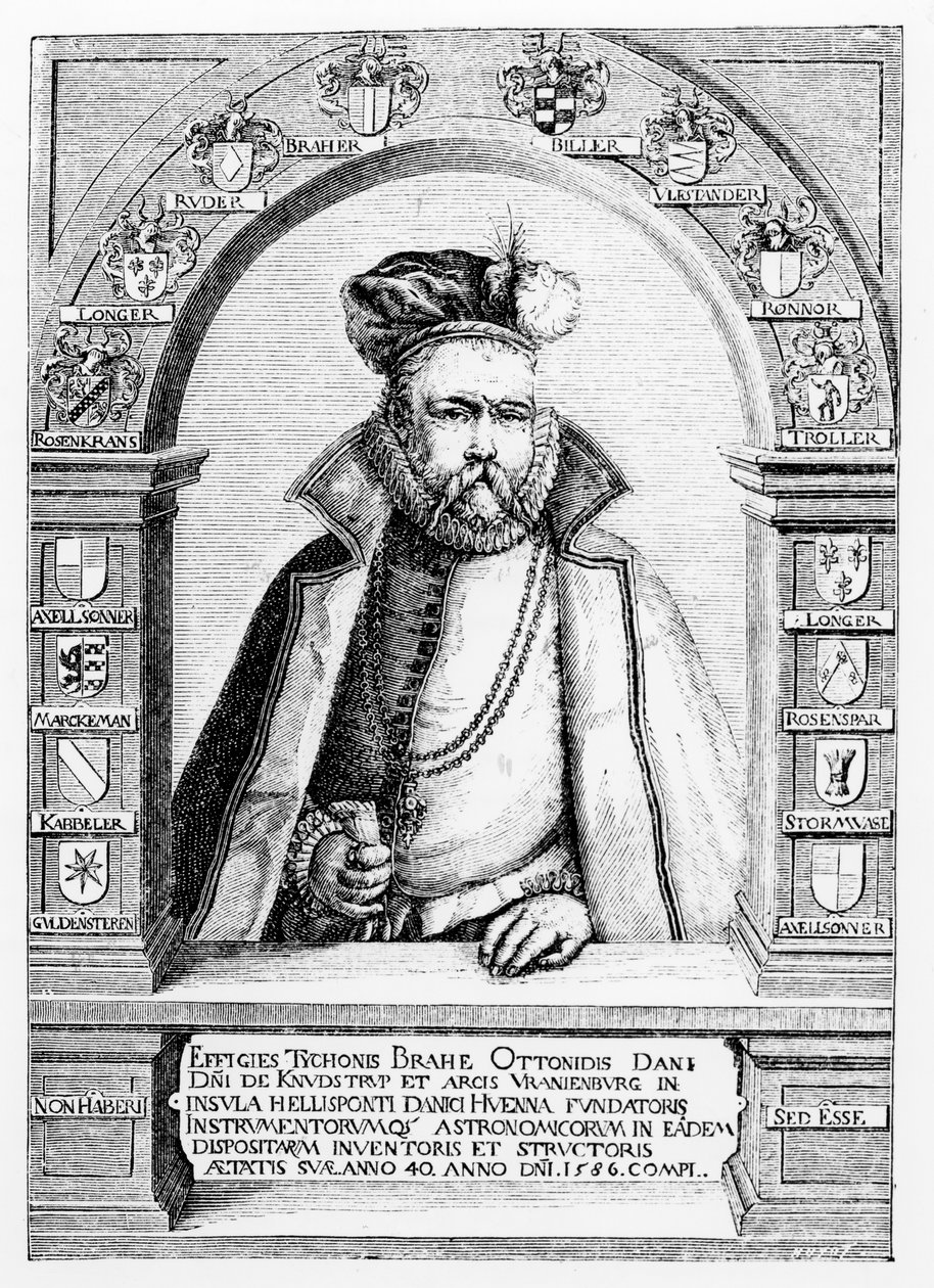 Portret Tycho Brahe (1546-1601) ilustracja z "Nauka i literatura średniowiecza i renesansu", napisana przez Paula Lacroix, 1878 autorstwa Jacques II de Gheyn