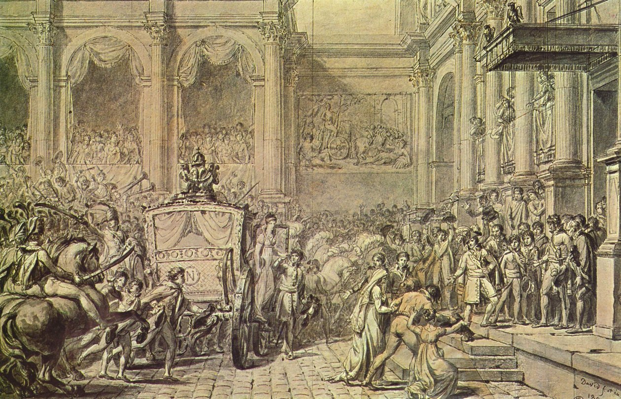 Przybycie Napoleona przed ratuszem autorstwa Jacques Louis David