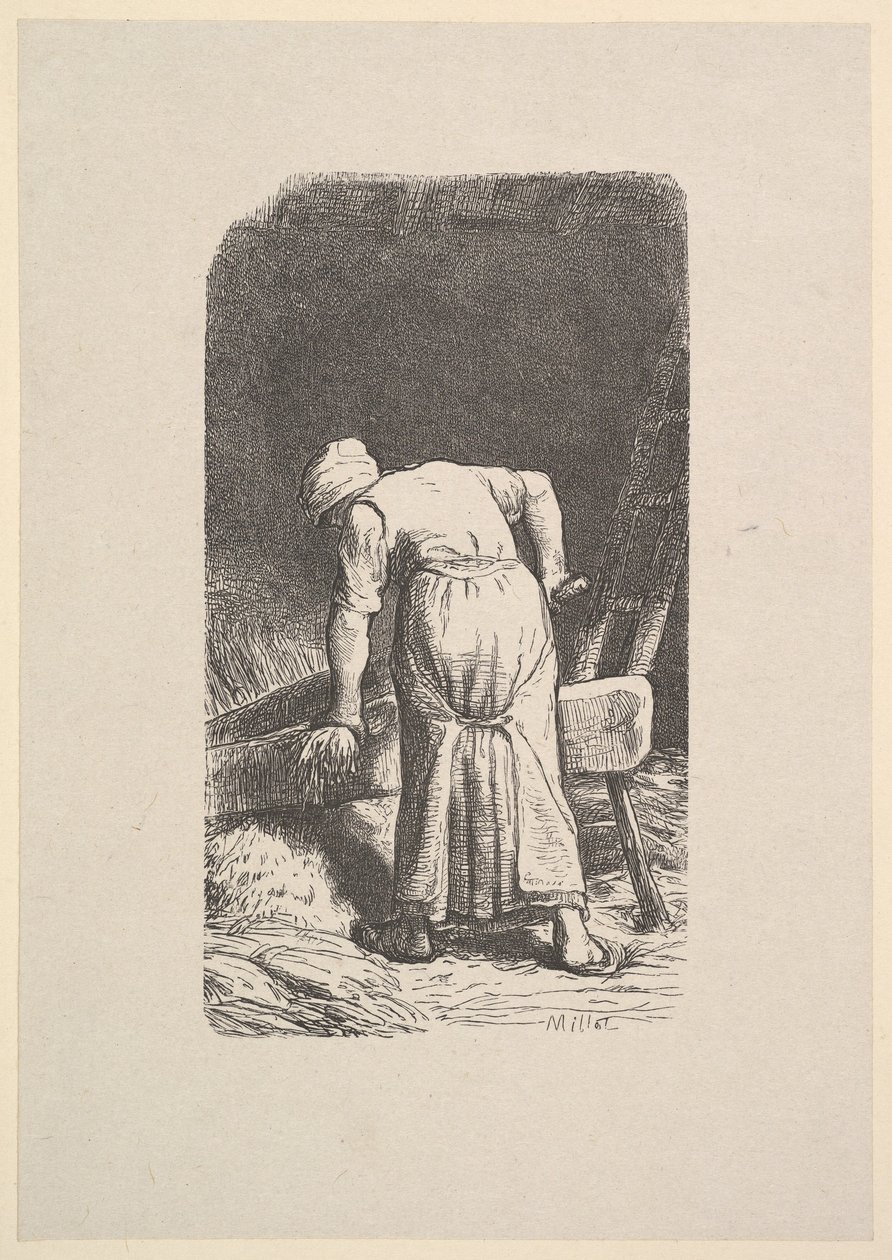 Kobieta tnąca pszenicę, 1853. autorstwa Jacques Adrien Lavieille