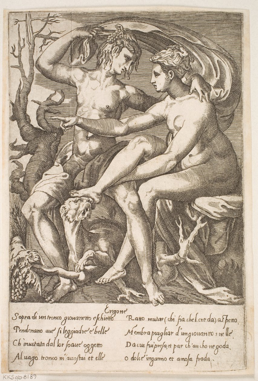 Bachus i Erigone autorstwa Jacques Androuet Ducerceau d.Æ.