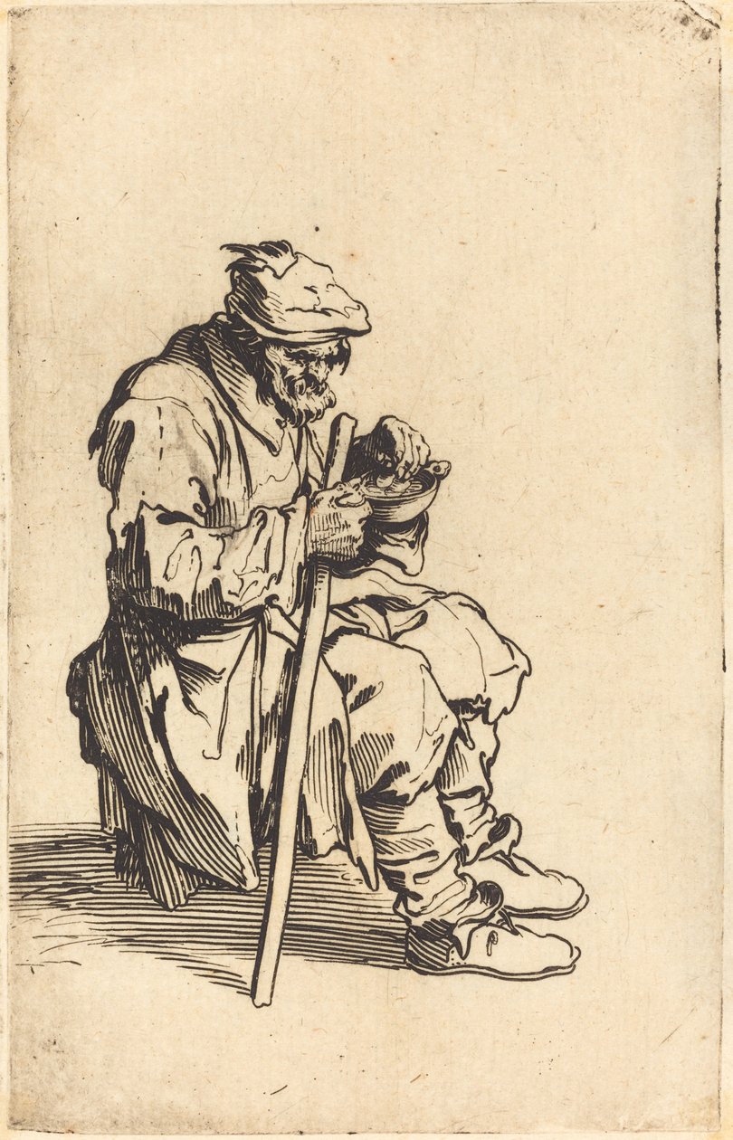 Jedzenie żebraka, ok. 1622 autorstwa Jacques Callot