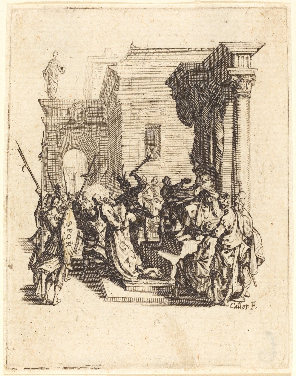 Chrystus skazany na śmierć przez Piłata autorstwa Jacques Callot