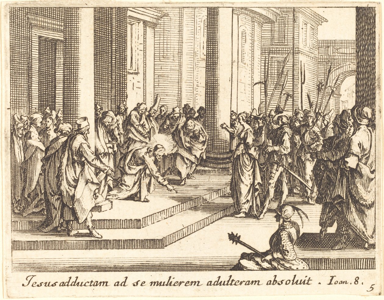 Chrystus i niewiasta przyłapana na cudzołóstwie autorstwa Jacques Callot