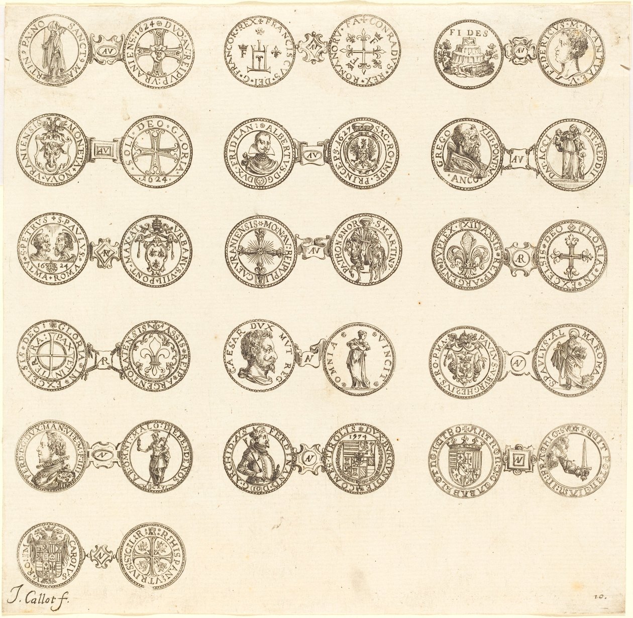 Monety [tablica 10] autorstwa Jacques Callot