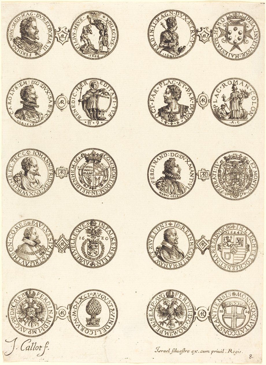 Monety [tablica 8] autorstwa Jacques Callot