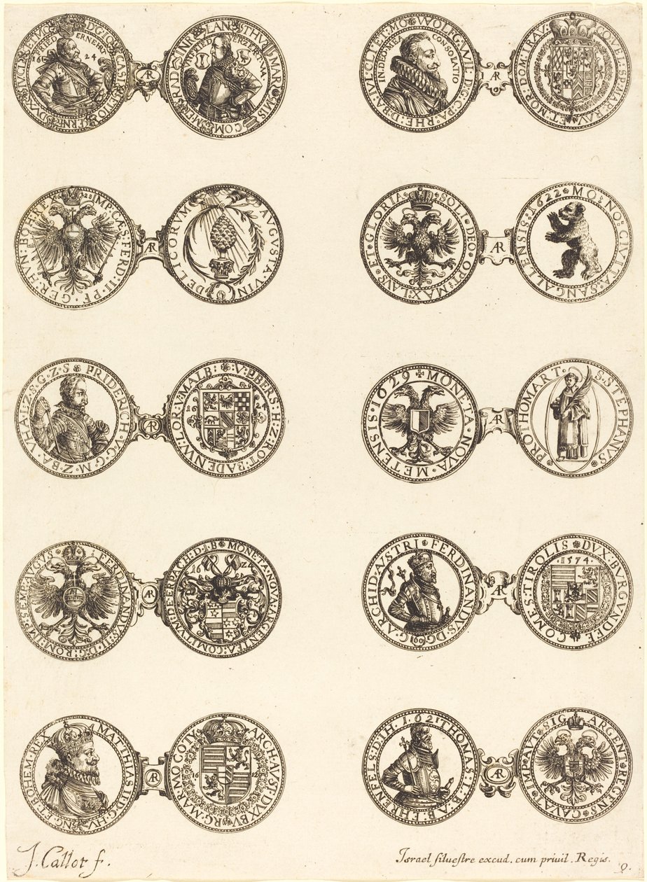 Monety [tablica 9] autorstwa Jacques Callot