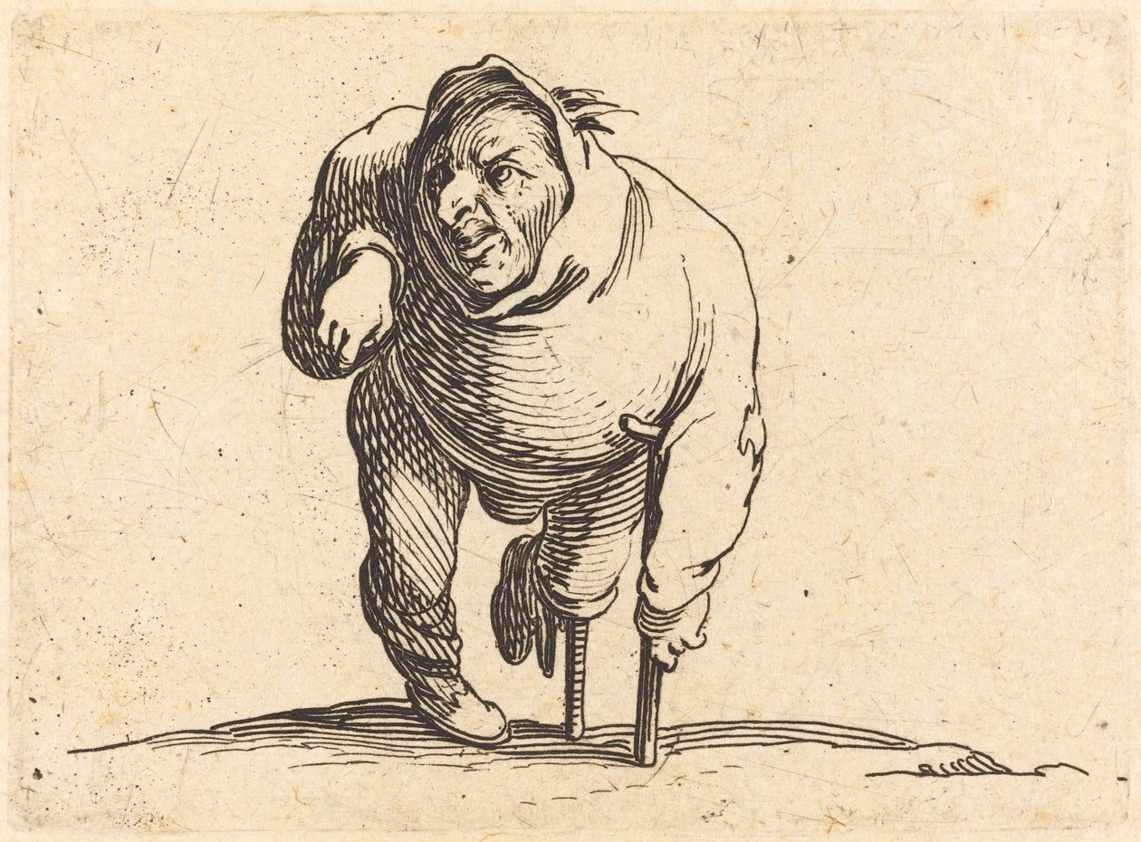 Kaleka z kulą i drewnianą nogą autorstwa Jacques Callot