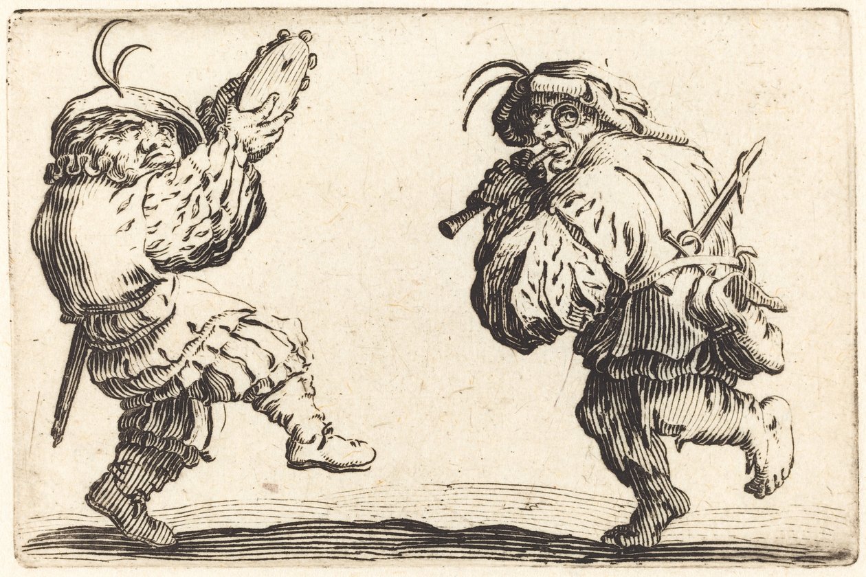 Tancerze z fletem i tamburynem, ok. 1930 r. 1622. autorstwa Jacques Callot