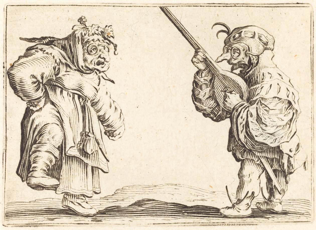 Tancerze z lutnią autorstwa Jacques Callot