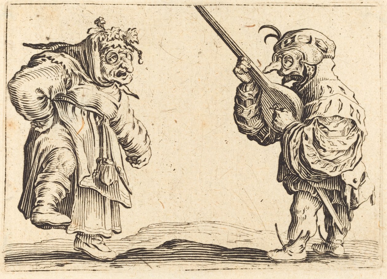 Tancerze z lutnią autorstwa Jacques Callot