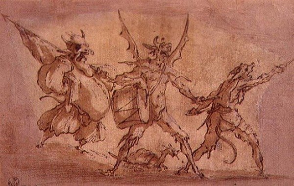 Diabelscy muszkieterowie (pióro i atrament na papierze) autorstwa Jacques Callot
