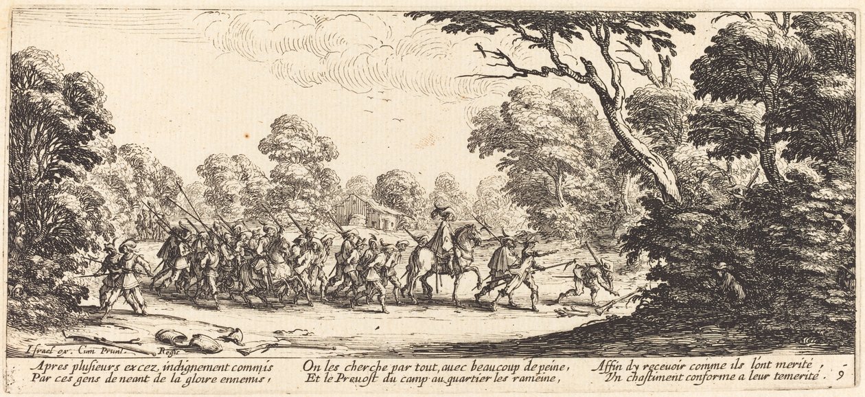 Odkrycie Żołnierzy Kryminalnych, ok. godz. 1633. autorstwa Jacques Callot