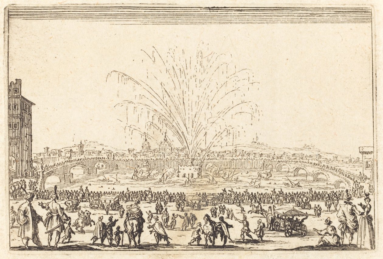 Fajerwerki na Arno, Florencja autorstwa Jacques Callot