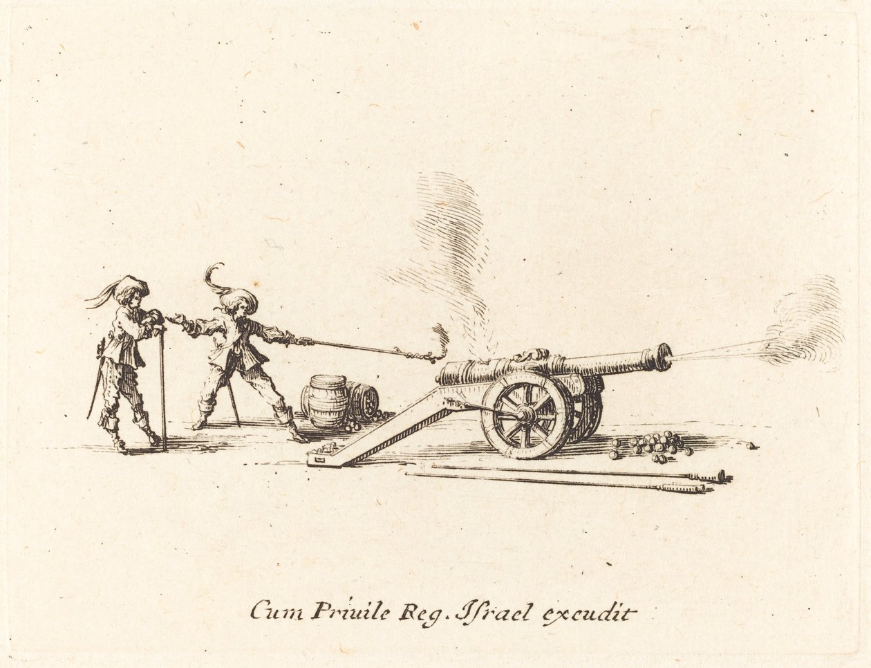 Strzelanie z armaty, 16341635. autorstwa Jacques Callot