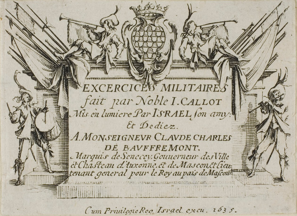 Frontyspis, z Ćwiczeń wojskowych autorstwa Jacques Callot
