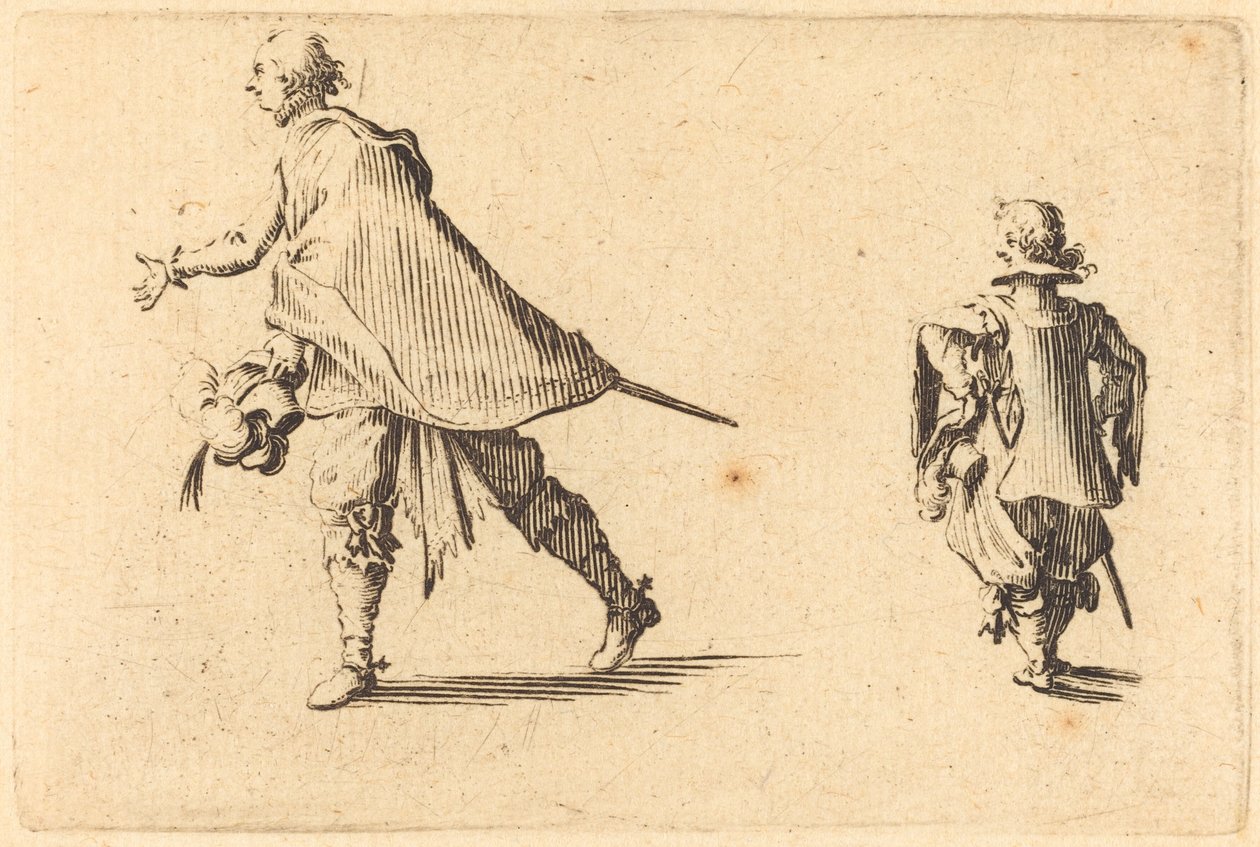 Dżentelmen i jego strona, c. 1622. autorstwa Jacques Callot