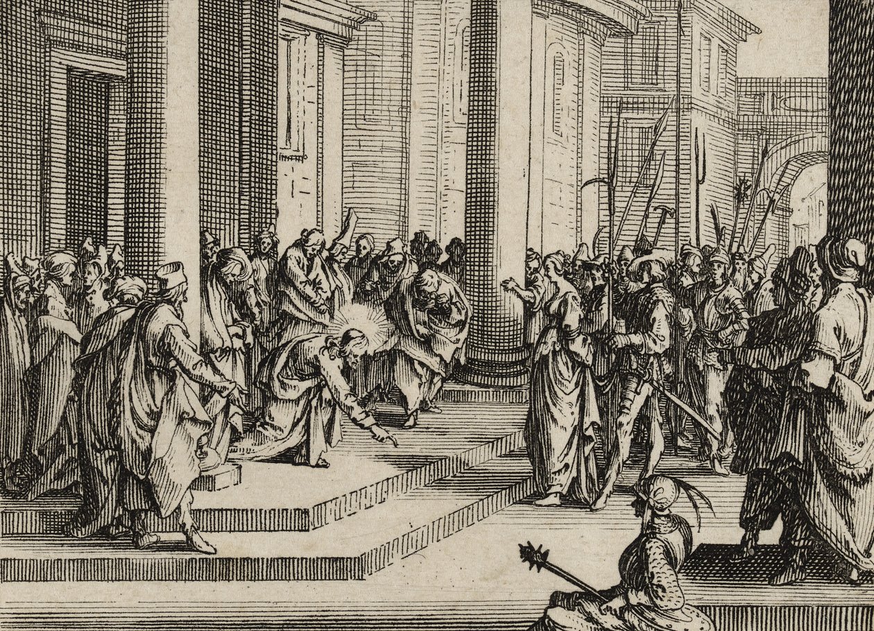 Jezus i cudzołożnica, 1635 autorstwa Jacques Callot