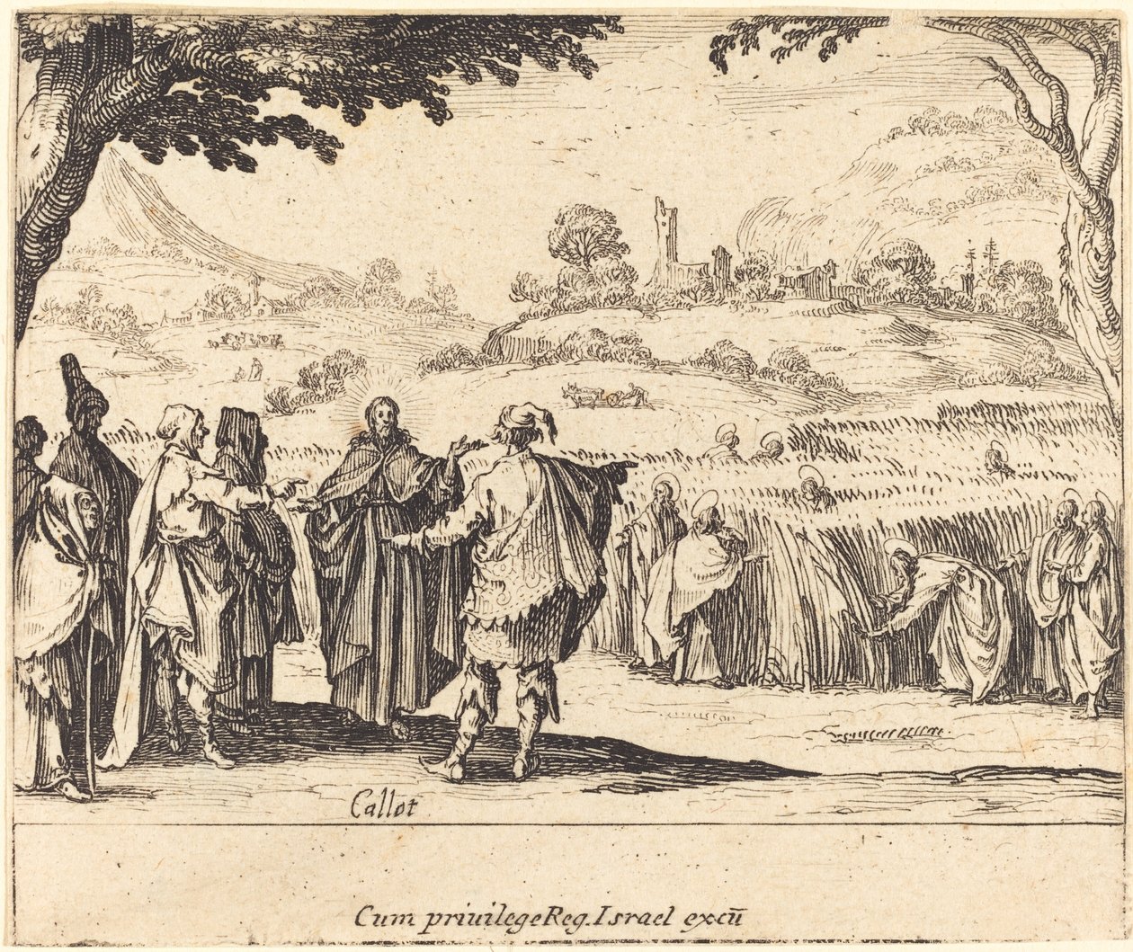 Jezus z faryzeuszami, 1635. autorstwa Jacques Callot