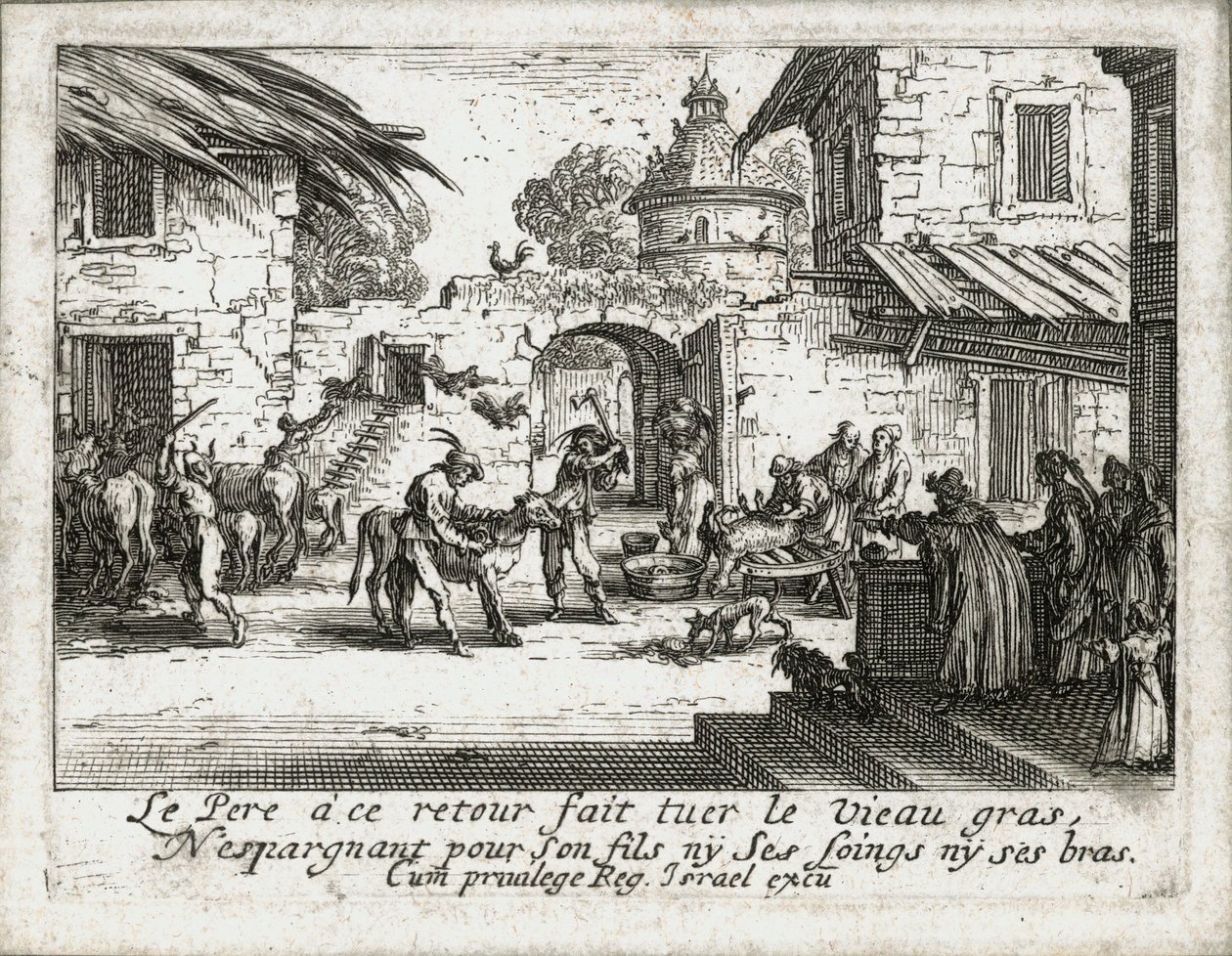 Życie syna marnotrawnego ... (rycina) autorstwa Jacques Callot