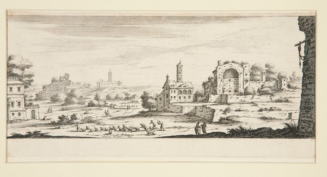 Krajobraz z dużymi budynkami autorstwa Jacques Callot