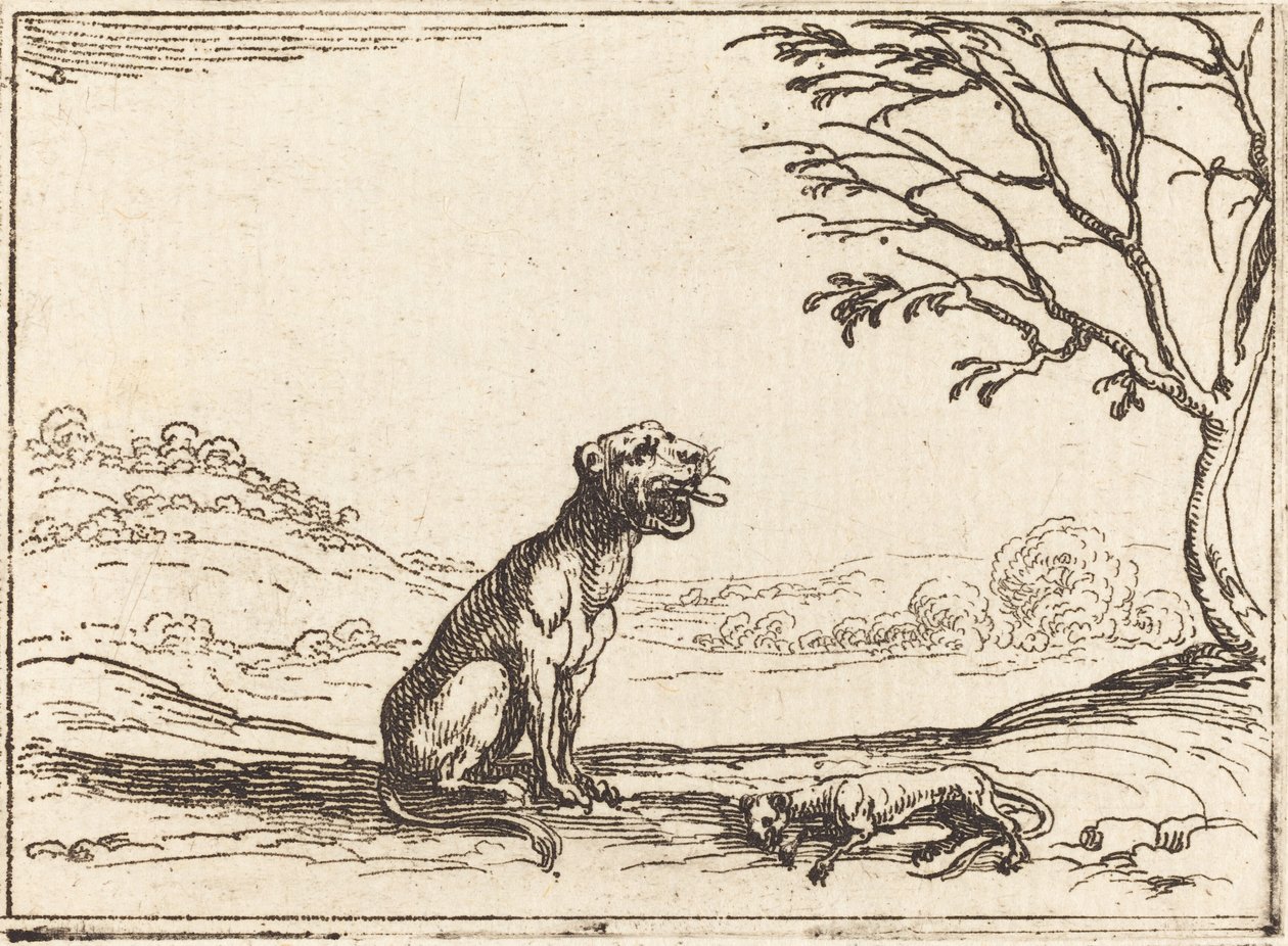 Lwica opłakuje swoje młode. autorstwa Jacques Callot